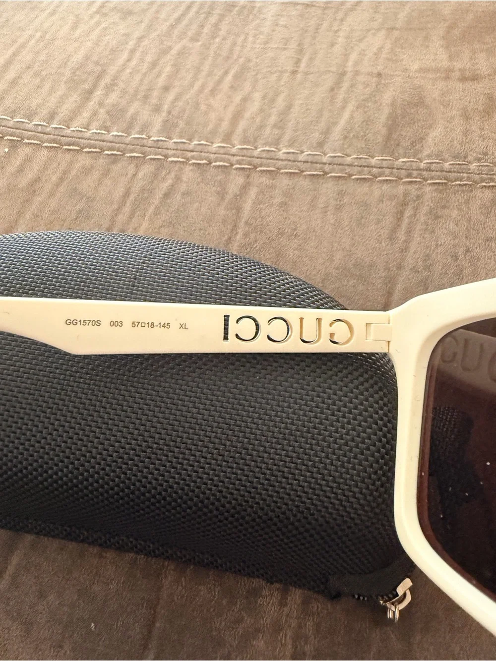 Gucci Ivory/Cream Men's Square Sunglasses with Dark Lenses